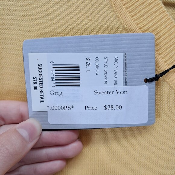 Greg Norman Men's Golf Ultimate 100% Wool Sweater Vest Knit Yellow Large - Picture 5 of 15